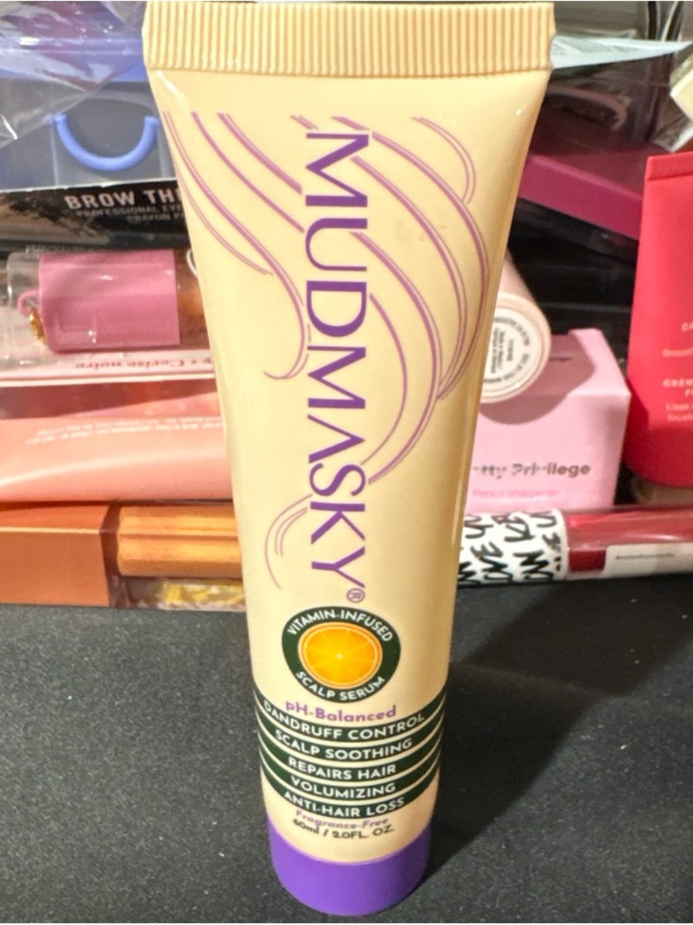 Mudmasky Scalp Serum Hair Treatment Mask — Cream & Purple